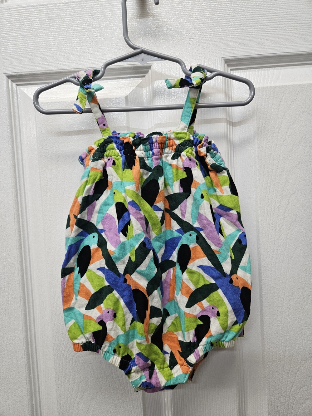 Hanna Andersson Bird Print Bubble Romper 18-24mo EUC